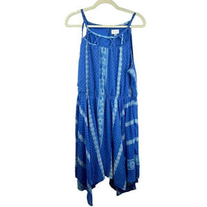 NEW The Children's Place Dress Girl XXL Midi Length Handkerchief Hem Print Blue